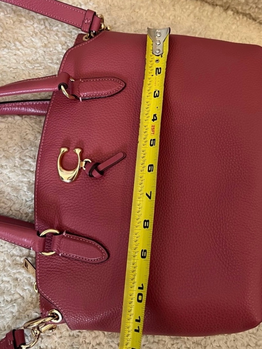 Coach Remy Pink Raspberry Colored Pebbled Leather Satchel Crossbody - Picture 9 of 13